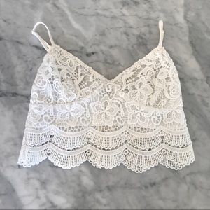White lace crop top